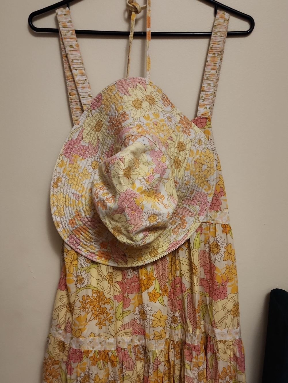 M American Eagle Scoop Back Sundress Flowy Floral Boardwalk Midi Dress With Hat - Picture 10 of 10